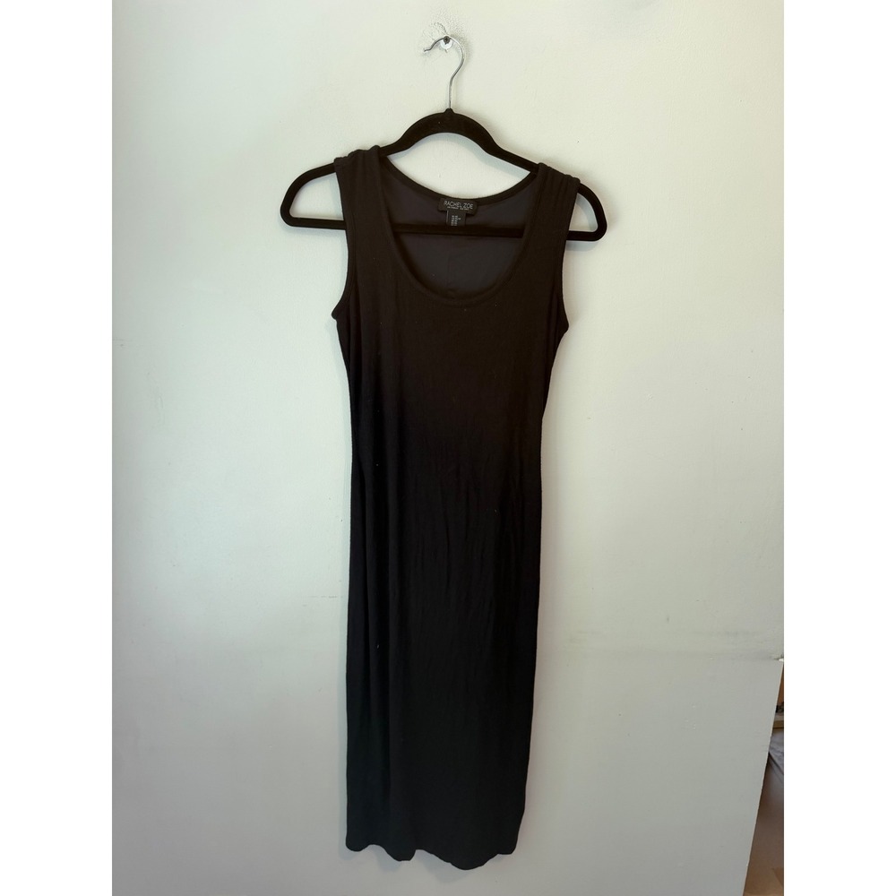 Rachel Zoe Womens Black Ribbed Knit Sleeveless Scoop Neck Midi Bodycon Dress XS